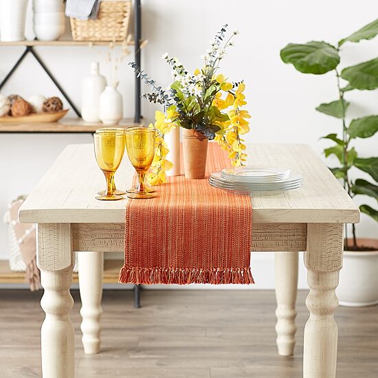 Design Imports Variegated Fringe Table Runner