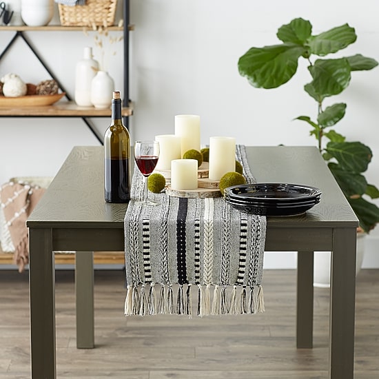 Design Imports Farmhouse Braided Stripe Table Runner