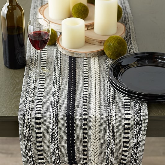 Design Imports Farmhouse Braided Stripe Table Runner