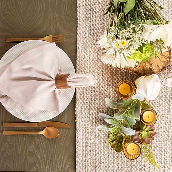 Design Imports Stone Chevron Handloom Table Runner