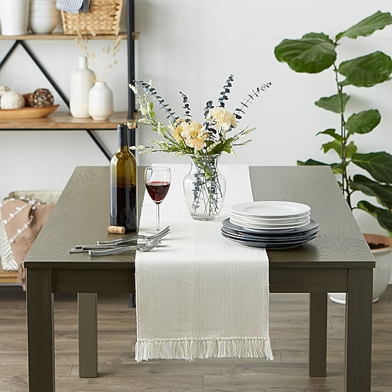 Design Imports Natural Variegated Fringe Table Runner