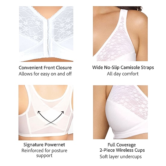 Exquisite Form®  Women's FULLY Lace Wireless Back & Posture Support Bra with Front Closure-5100565