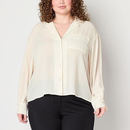 Worthington Plus Womens Soft Blouse
