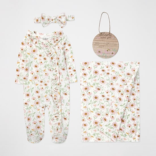 Baby Essentials Baby Girls Knit 4-pc. Baby Clothing Set