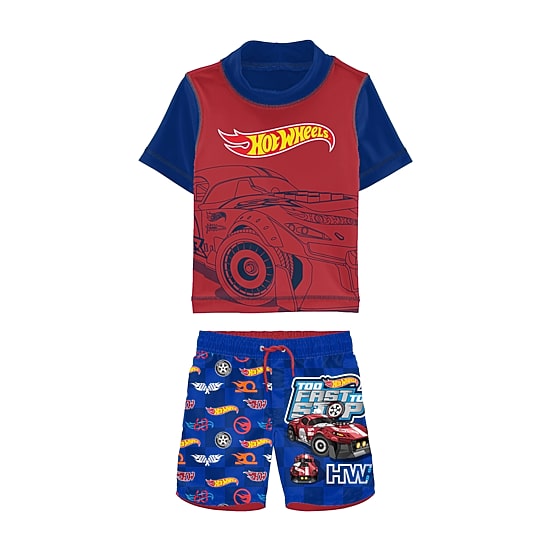 Toddler Boys UV Protection Hot Wheels 2-pc. Rash Guard Set