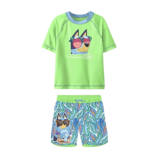 Toddler Boys UV Protection Bluey 2-pc. Rash Guard Set