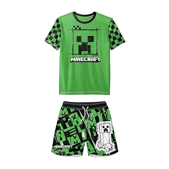 Little Boys UV Protection Minecraft 2-pc. Rash Guard Set