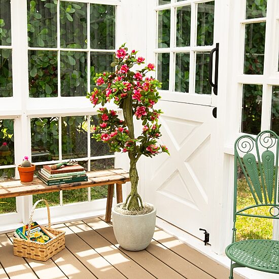 Nearly Natural 4ft Azalea Indoor Outdoor Artificial Tree
