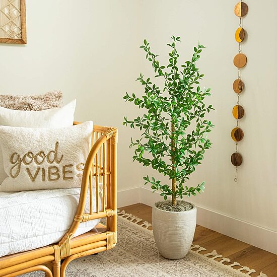 Nearly Natural 4ft Shady Lady Black Olive Indoor Artificial Tree