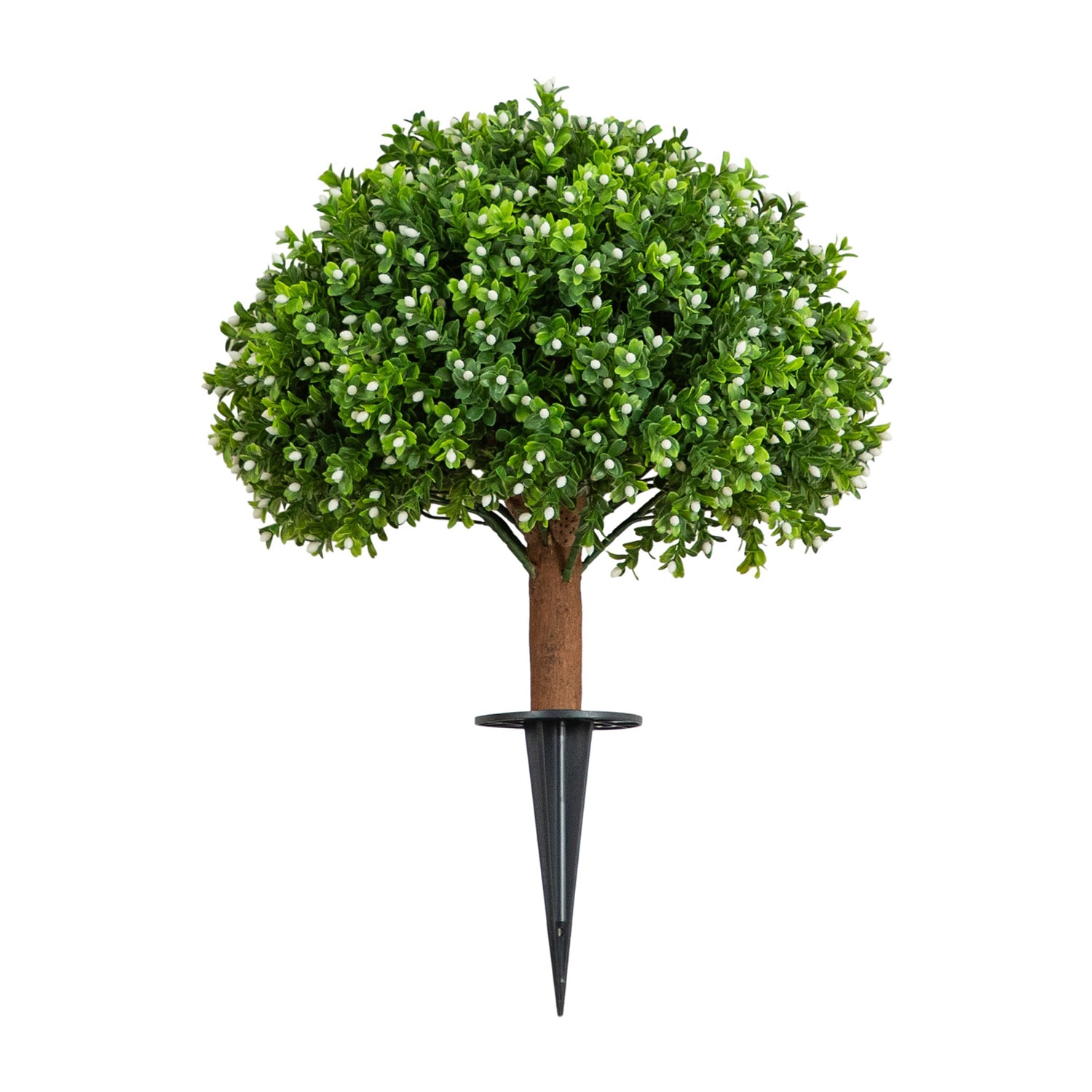 Nearly Natural 23" Flowering Boxwood Integrated Ground Stake Artificial Plant