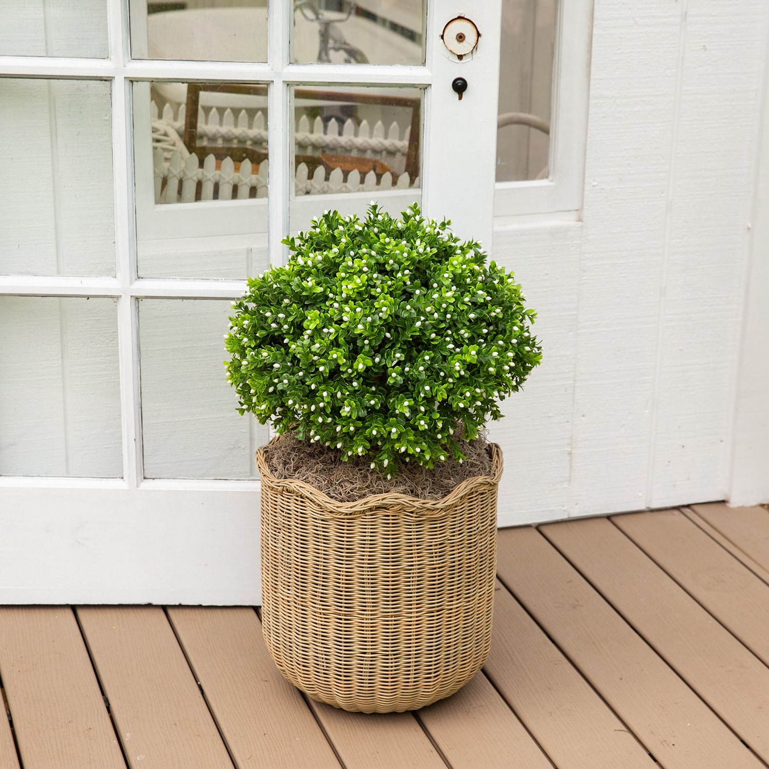 Nearly Natural 23" Flowering Boxwood Integrated Ground Stake Artificial Plant