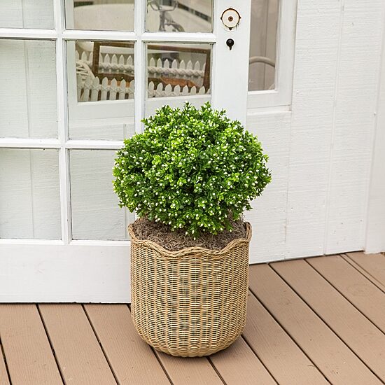 Nearly Natural 23" Flowering Boxwood Integrated Ground Stake Artificial Plant