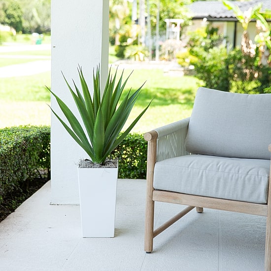 Nearly Natural 37" Agave White Tower Artificial Plant