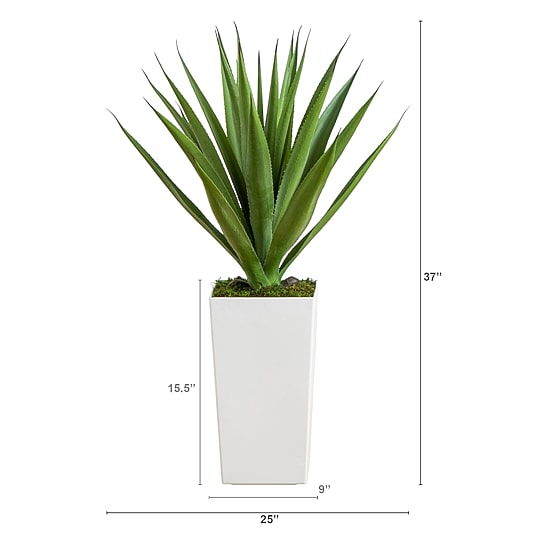 Nearly Natural 37" Agave White Tower Artificial Plant