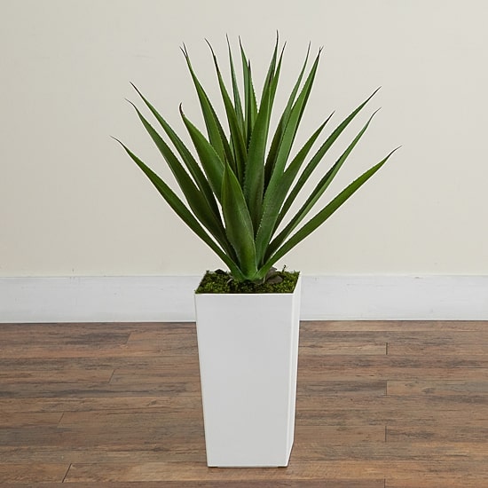 Nearly Natural 37" Agave White Tower Artificial Plant