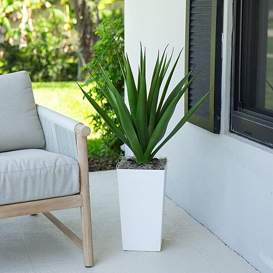 Nearly Natural 37" Agave White Tower Artificial Plant