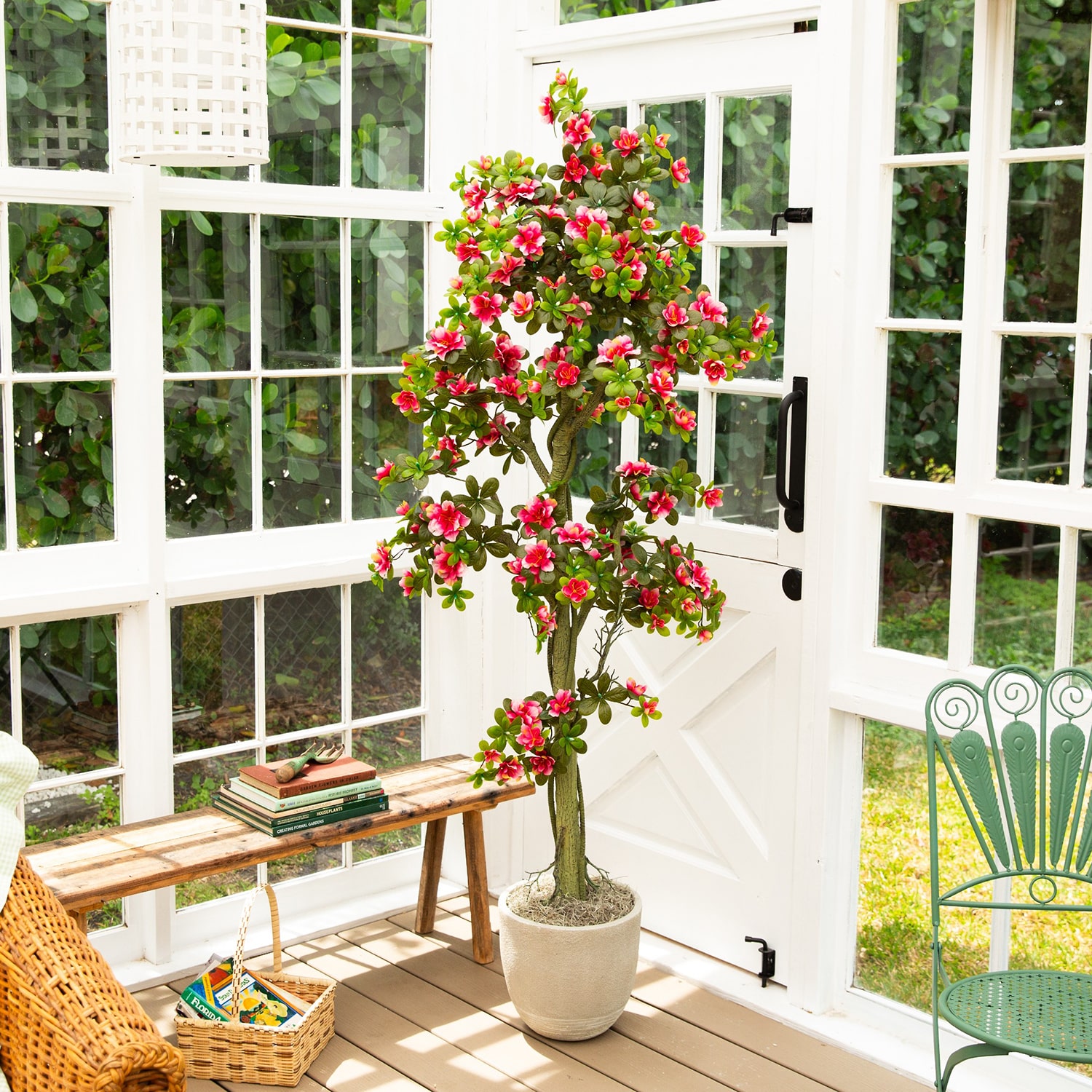 Nearly Natural 6ft Azalea Indoor Outdoor Artificial Tree