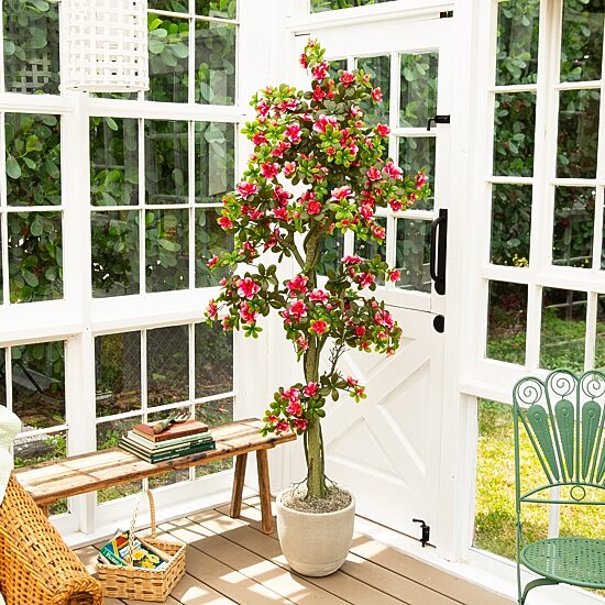Nearly Natural 6ft Azalea Indoor Outdoor Artificial Tree