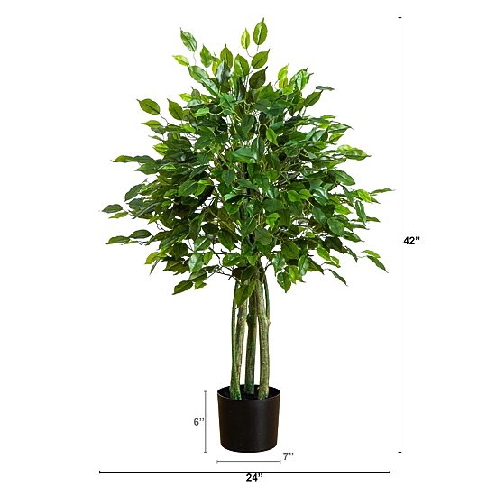 Nearly Natural 4ft Ficus Indoor Outdoor Artificial Tree