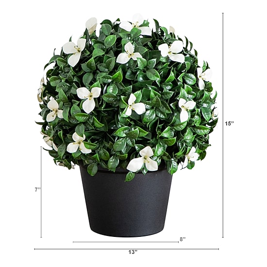 Nearly Natural 15" Boxwood Gardenia Artificial Plant