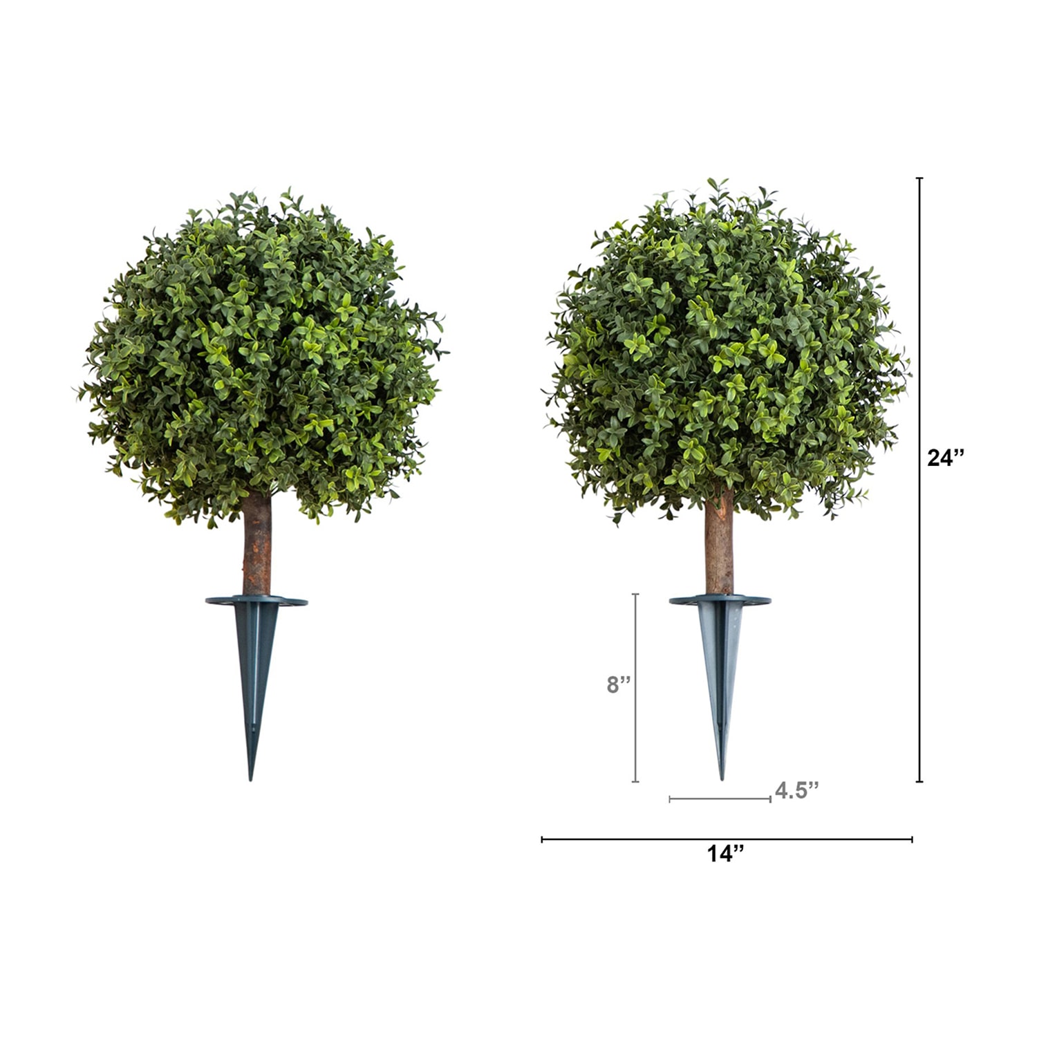 Nearly Natural 2-pc. 2ft Boxwood Integrated Ground Stake Artificial Plant