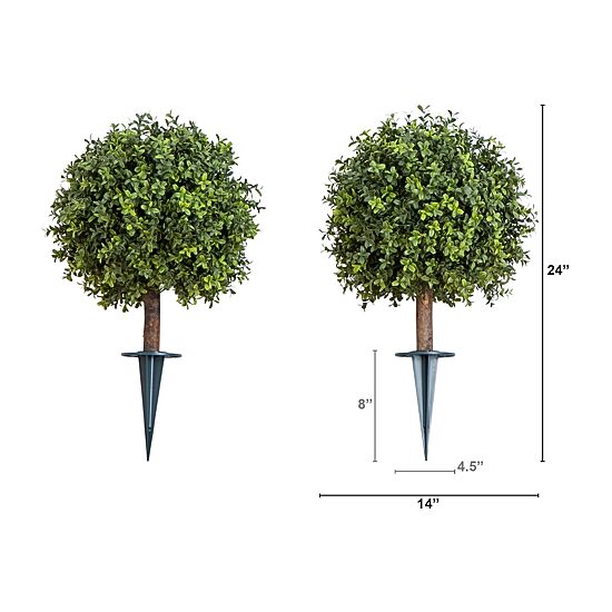 Nearly Natural 2-pc. 2ft Boxwood Integrated Ground Stake Artificial Plant