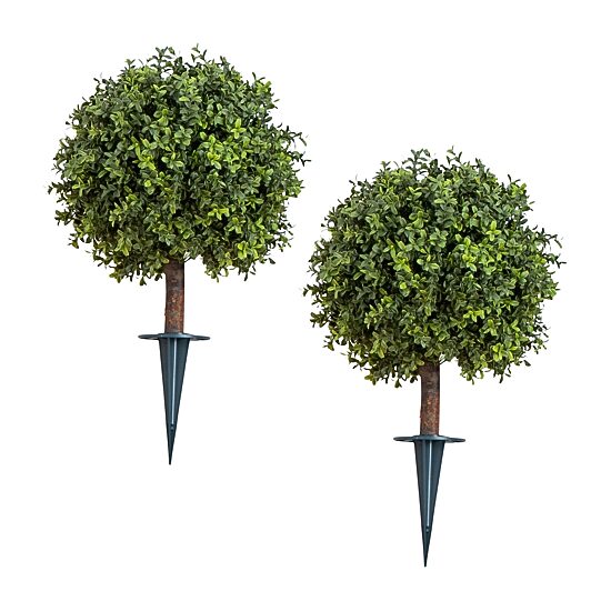 Nearly Natural 2-pc. 2ft Boxwood Integrated Ground Stake Artificial Plant