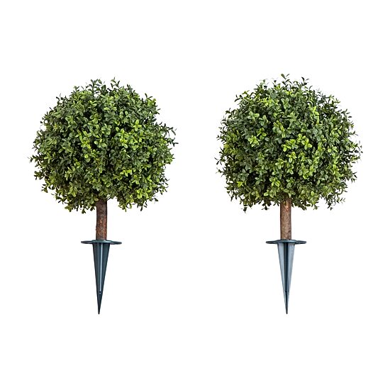 Nearly Natural 2-pc. 2ft Boxwood Integrated Ground Stake Artificial Plant