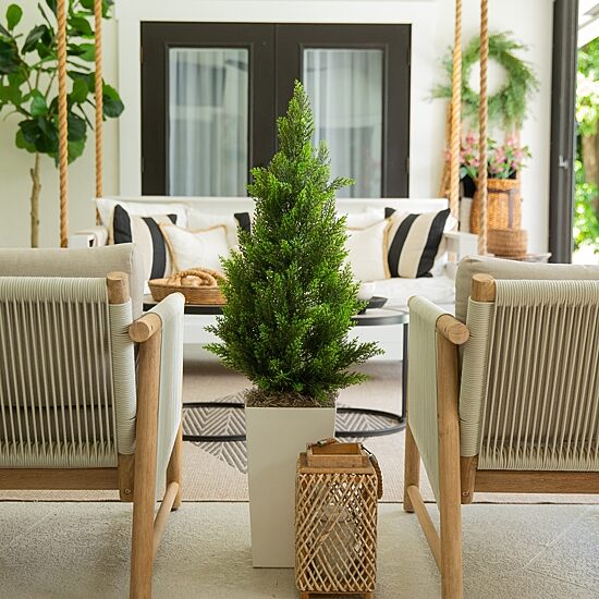 Nearly Natural 45" Cedar White Tower Indoor Outdoor Artificial Tree