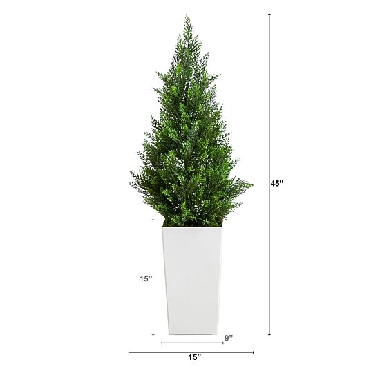 Nearly Natural 45" Cedar White Tower Indoor Outdoor Artificial Tree