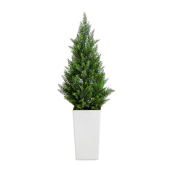 Nearly Natural 45" Cedar White Tower Indoor Outdoor Artificial Tree