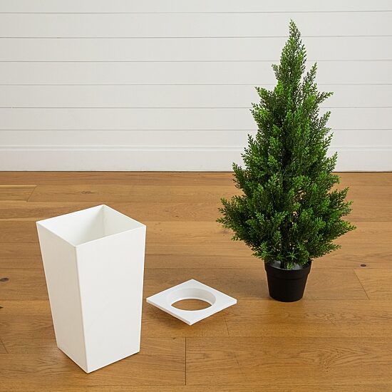 Nearly Natural 45" Cedar White Tower Indoor Outdoor Artificial Tree
