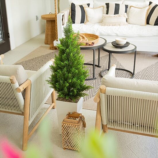 Nearly Natural 45" Cedar White Tower Indoor Outdoor Artificial Tree