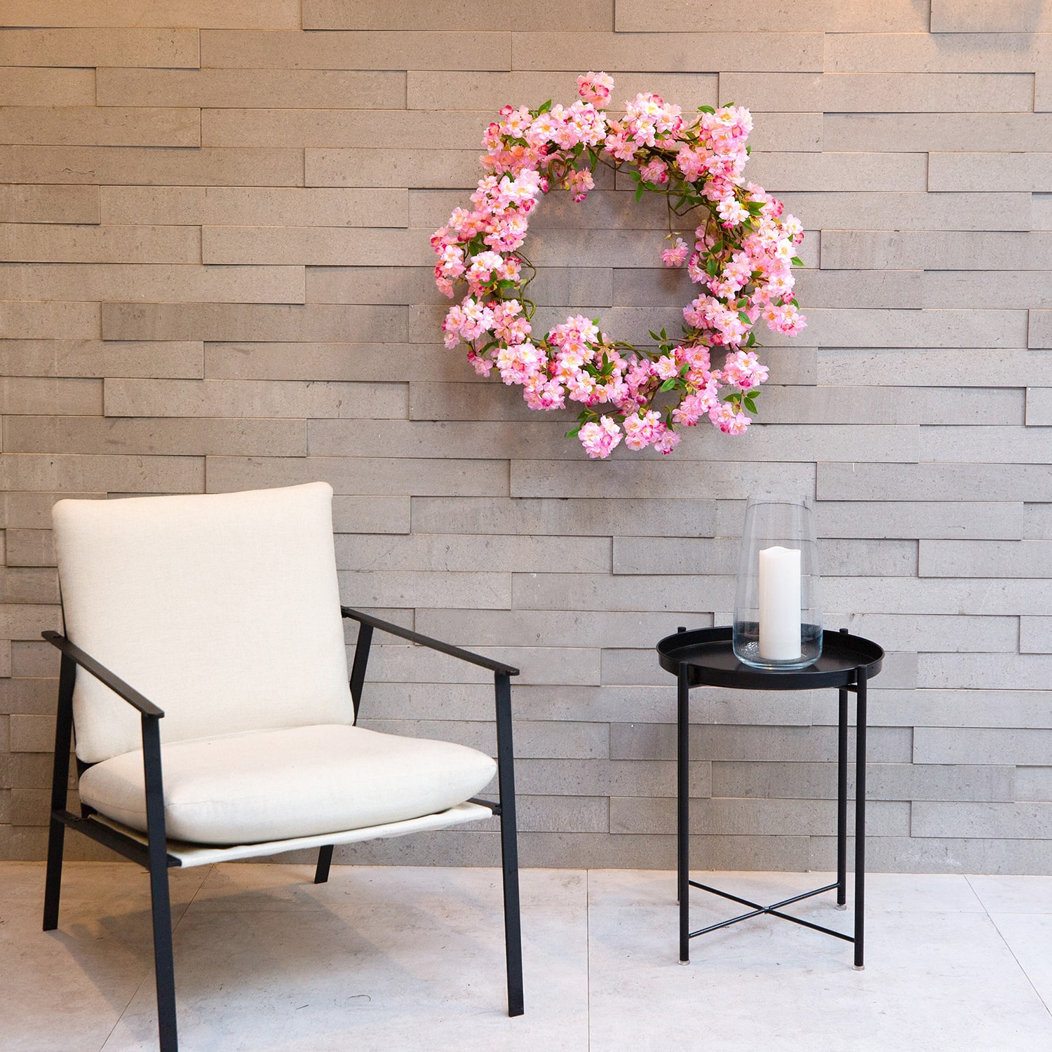 Nearly Natural 30" Pink Cherry Blossom Wreath
