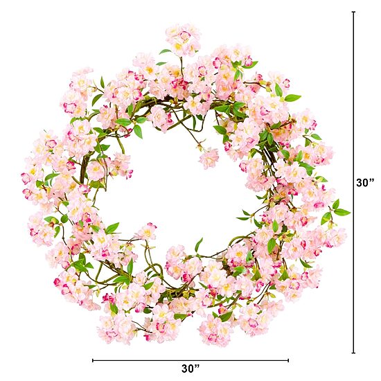 Nearly Natural 30" Pink Cherry Blossom Wreath