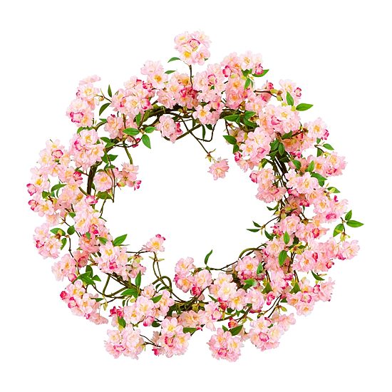 Nearly Natural 30" Pink Cherry Blossom Wreath