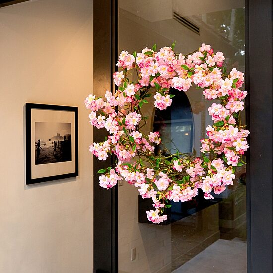 Nearly Natural 30" Pink Cherry Blossom Wreath