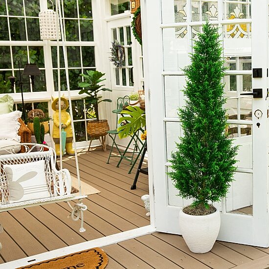 Nearly Natural 5ft Cypress Tower Indoor Outdoor Artificial Tree
