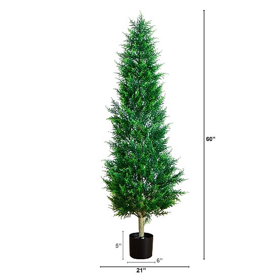 Nearly Natural 5ft Cypress Tower Indoor Outdoor Artificial Tree