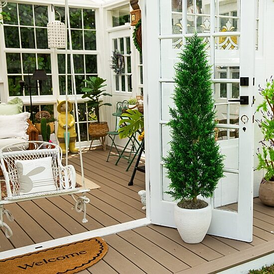 Nearly Natural 5ft Cypress Tower Indoor Outdoor Artificial Tree
