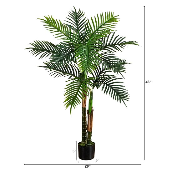 Nearly Natural 4ft Double Robellini Palm Indoor Outdoor Artificial Tree