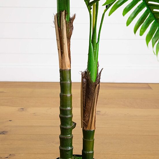 Nearly Natural 4ft Double Robellini Palm Indoor Outdoor Artificial Tree