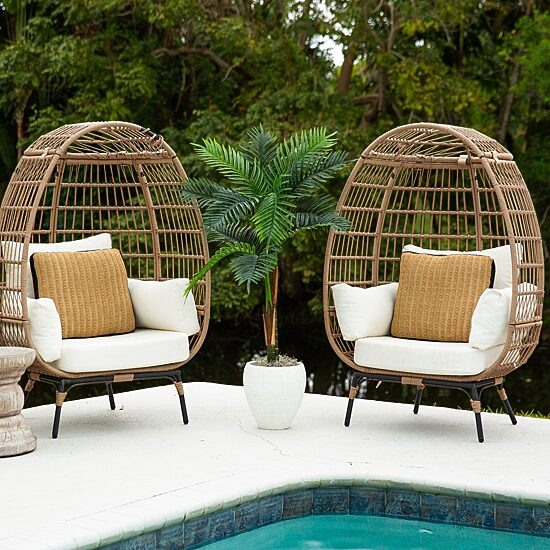 Nearly Natural 4ft Double Robellini Palm Indoor Outdoor Artificial Tree