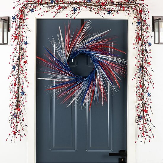 Glitzhome 24" Tinsel And Heather Wreath