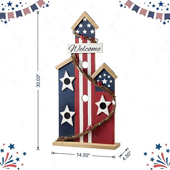 Glitzhome 30" Wooden Birdhouse Porch Sign