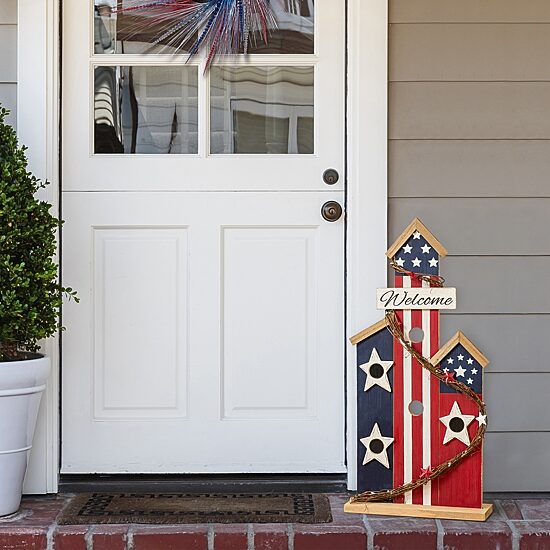 Glitzhome 30" Wooden Birdhouse Porch Sign