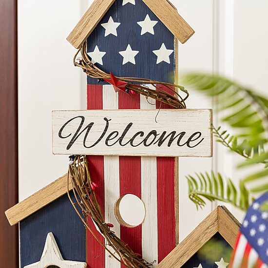 Glitzhome 30" Wooden Birdhouse Porch Sign