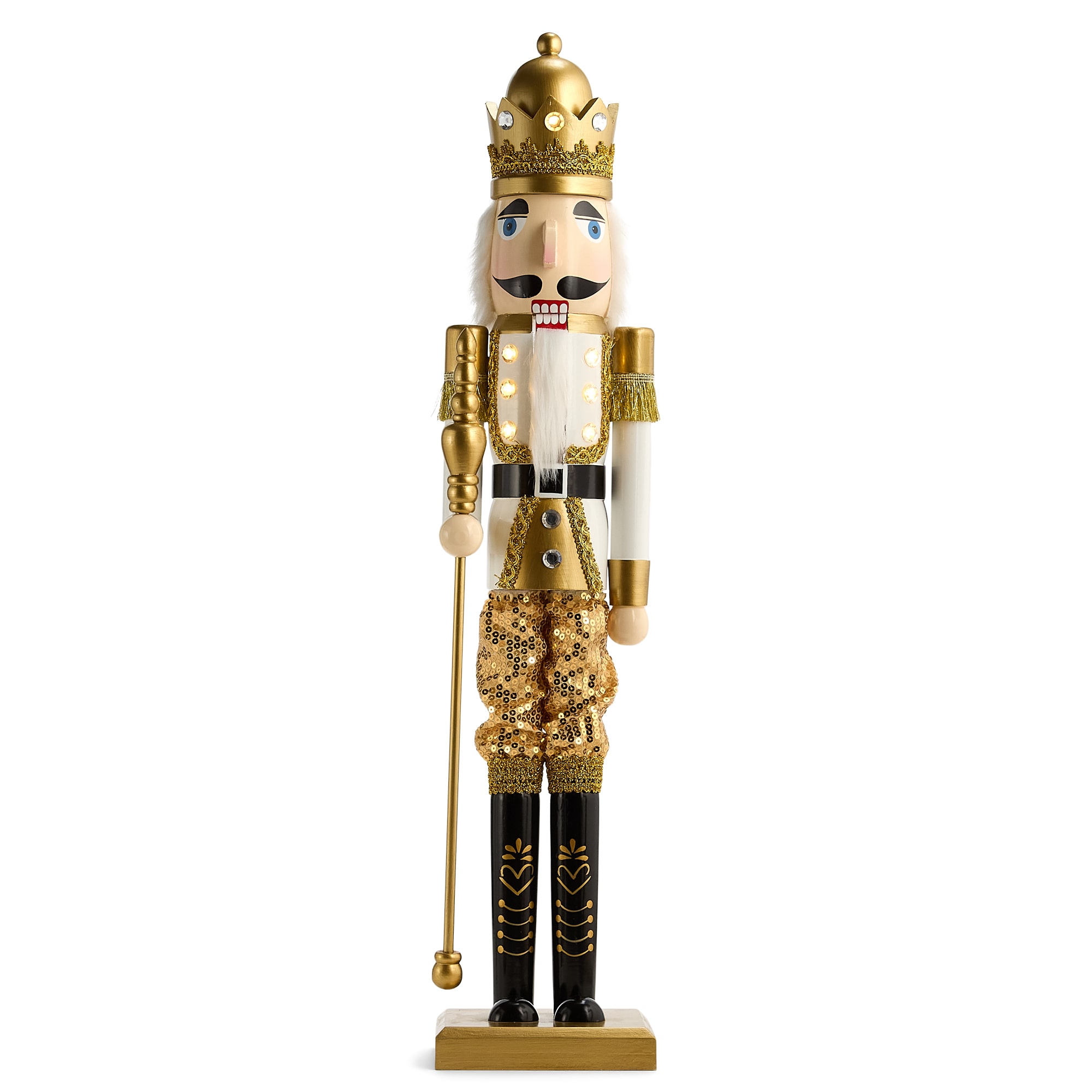 North Pole Trading Co. Wood Lighted Christmas Nutcracker