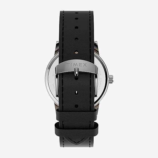 Timex Mens Black Leather Strap Watch Tw2y67400jt
