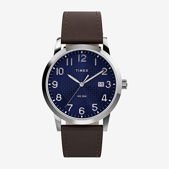 Timex Mens Brown Leather Strap Watch Tw2y67500jt